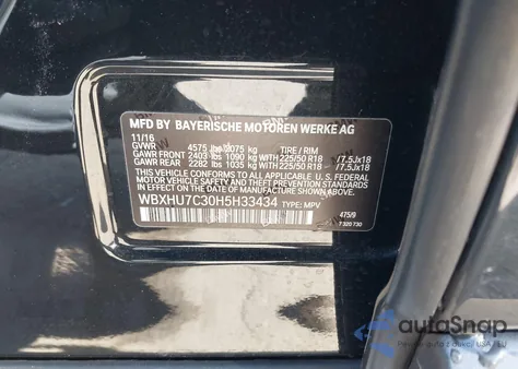 2017 BMW X1 Sdrive28I из США, поврежденный, VIN WBXHU7C30H5H33434